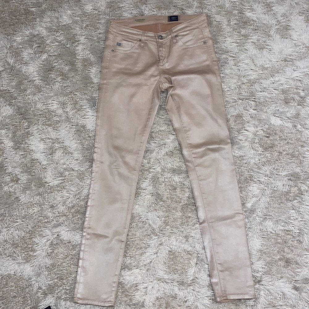 Ag Adriano Goldschmied The Legging Ankle Super Skinny Ankle Leather Coated Jean